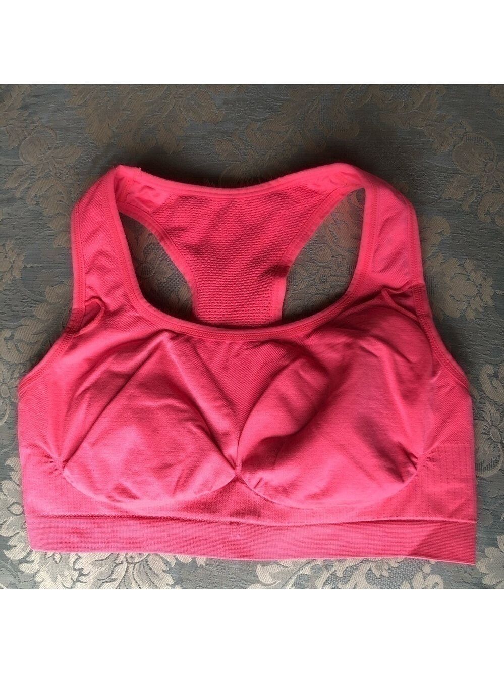 Neon coral medium impact racer back sports bra size medium - Picture 2 of 13
